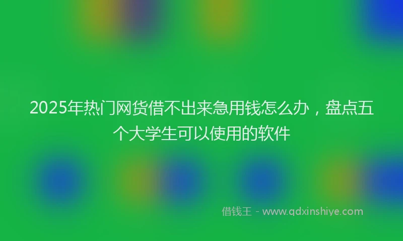 2025年热门网货借不出来急用钱怎么办，盘点五个大学生可以使用的软件
