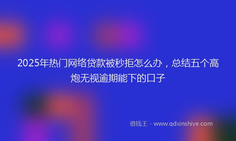 2025年热门网络贷款被秒拒怎么办，总结五个高炮无视逾期能下的口子