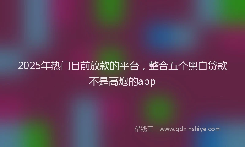 2025年热门目前放款的平台，整合五个黑白贷款不是高炮的app