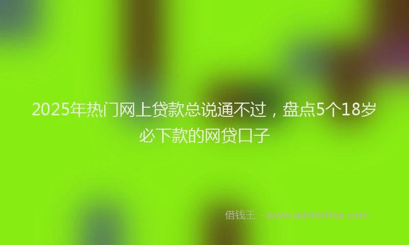 2025年热门网上贷款总说通不过，盘点5个18岁必下款的网贷口子