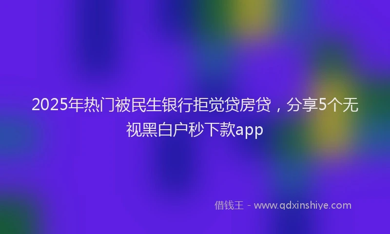 2025年热门被民生银行拒觉贷房贷，分享5个无视黑白户秒下款app