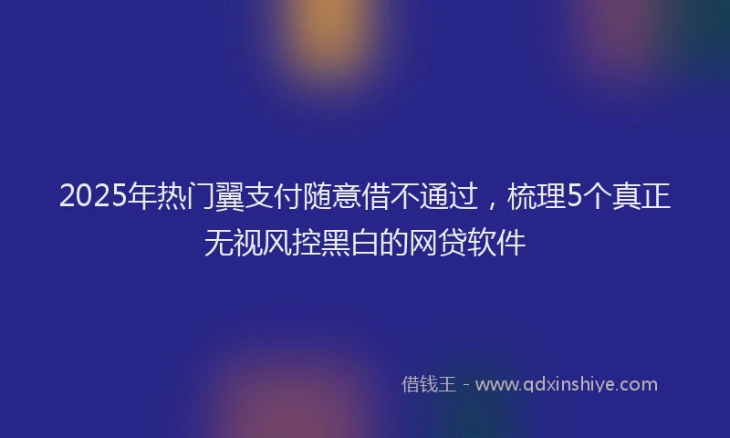 2025年热门翼支付随意借不通过，梳理5个真正无视风控黑白的网贷软件