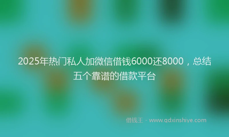 2025年热门私人加微信借钱6000还8000，总结五个靠谱的借款平台