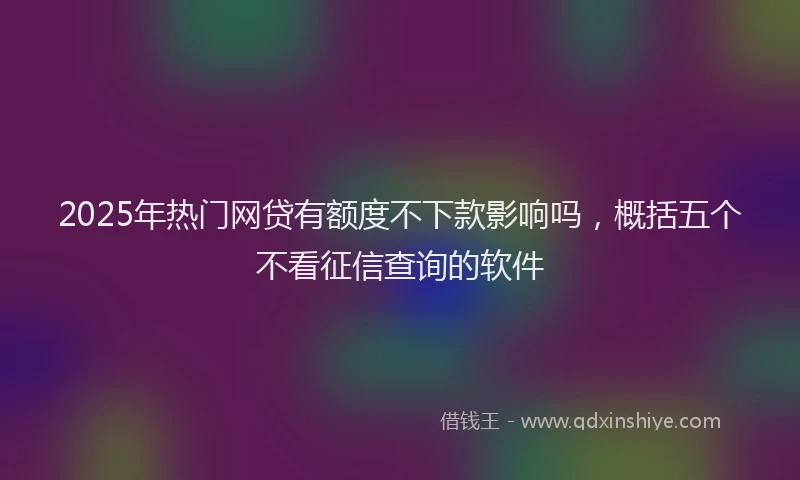 2025年热门网贷有额度不下款影响吗，概括五个不看征信查询的软件