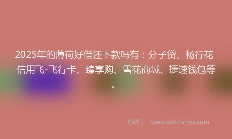 2025年的薄荷好借还下款吗有：分子贷、畅行花-信用飞-飞行卡、臻享购、雪花商城、捷速钱包等。