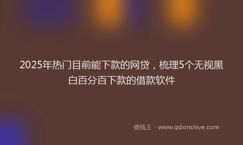 2025年热门目前能下款的网贷，梳理5个无视黑白百分百下款的借款软件