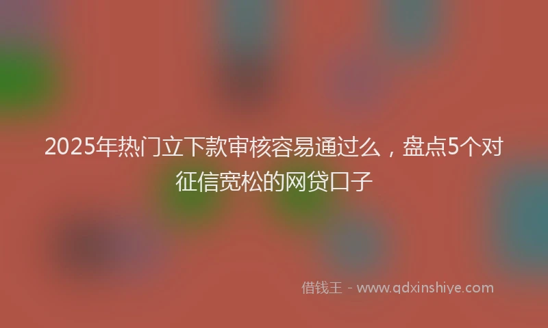2025年热门立下款审核容易通过么，盘点5个对征信宽松的网贷口子