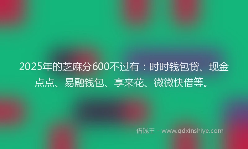 2025年的芝麻分600不过有：时时钱包贷、现金点点、易融钱包、享来花、微微快借等。