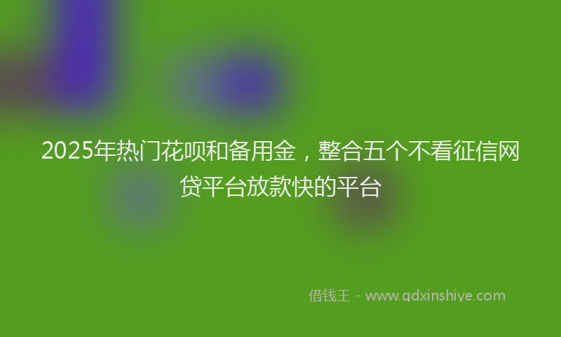 2025年热门花呗和备用金，整合五个不看征信网贷平台放款快的平台