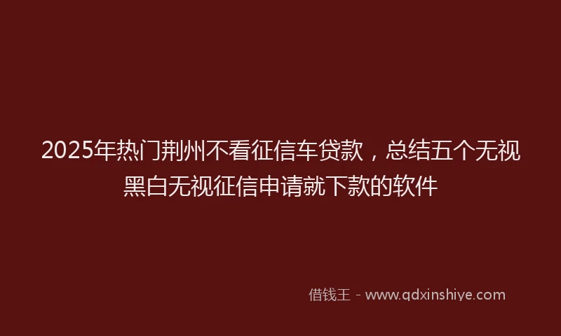 2025年热门荆州不看征信车贷款，总结五个无视黑白无视征信申请就下款的软件