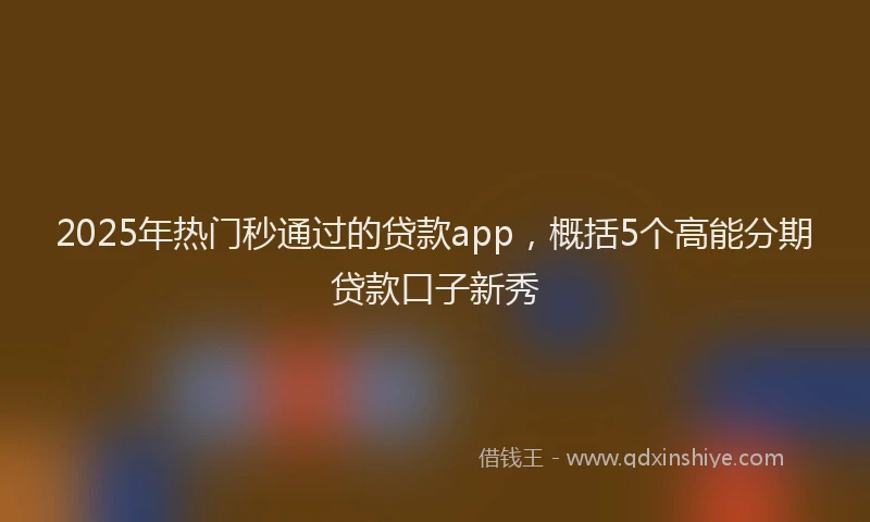 2025年热门秒通过的贷款app，概括5个高能分期贷款口子新秀