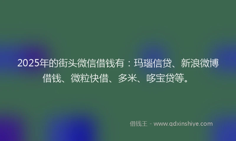 2025年的街头微信借钱有：玛瑙信贷、新浪微博借钱、微粒快借、多米、哆宝贷等。