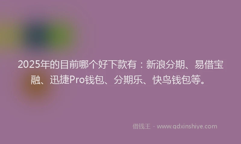 2025年的目前哪个好下款有：新浪分期、易借宝融、迅捷Pro钱包、分期乐、快鸟钱包等。