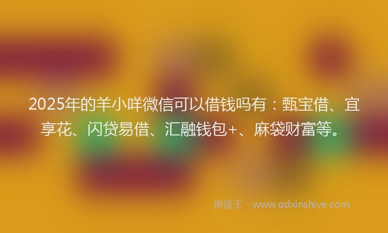 2025年的羊小咩微信可以借钱吗有：甄宝借、宜享花、闪贷易借、汇融钱包+、麻袋财富等。