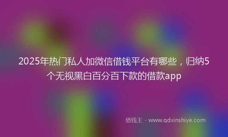 2025年热门私人加微信借钱平台有哪些，归纳5个无视黑白百分百下款的借款app