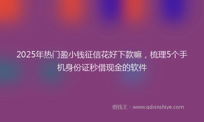 2025年热门盈小钱征信花好下款嘛，梳理5个手机身份证秒借现金的软件