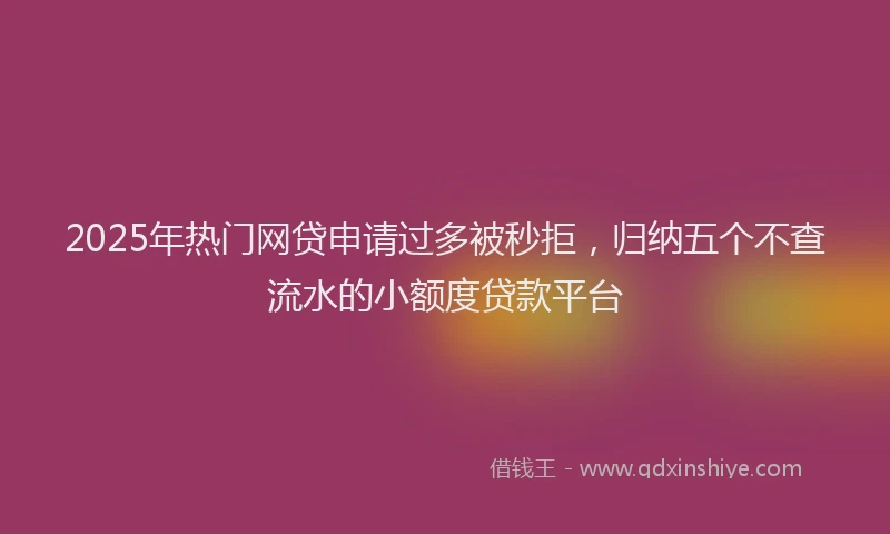 2025年热门网贷申请过多被秒拒，归纳五个不查流水的小额度贷款平台
