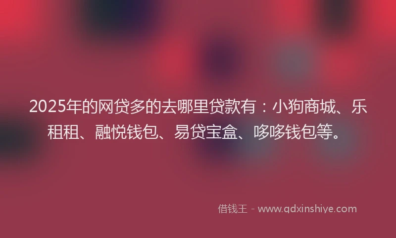 2025年的网贷多的去哪里贷款有：小狗商城、乐租租、融悦钱包、易贷宝盒、哆哆钱包等。