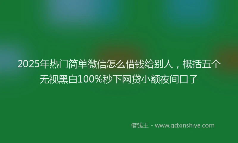 2025年热门简单微信怎么借钱给别人，概括五个无视黑白100%秒下网贷小额夜间口子