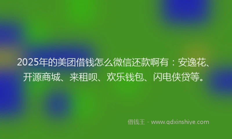 2025年的美团借钱怎么微信还款啊有：安逸花、开源商城、来租呗、欢乐钱包、闪电侠贷等。
