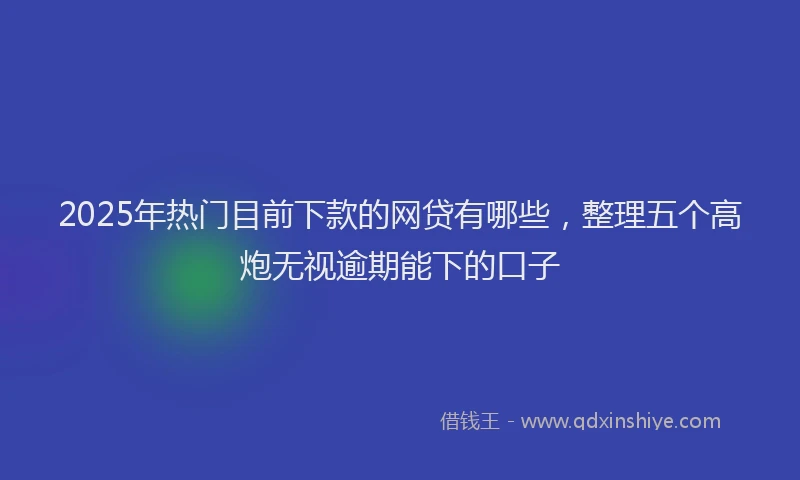 2025年热门目前下款的网贷有哪些，整理五个高炮无视逾期能下的口子