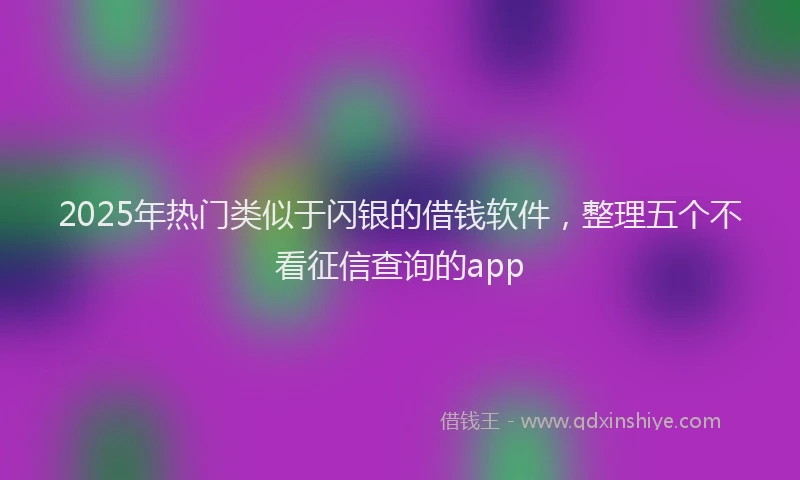 2025年热门类似于闪银的借钱软件，整理五个不看征信查询的app