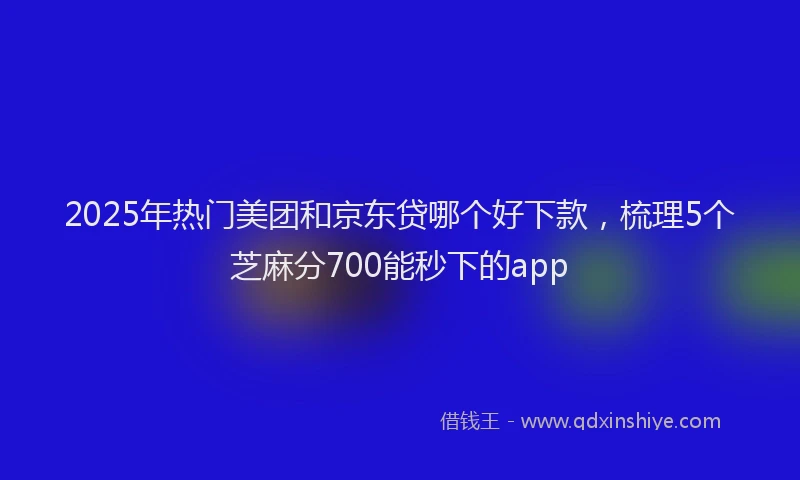 2025年热门美团和京东贷哪个好下款，梳理5个芝麻分700能秒下的app