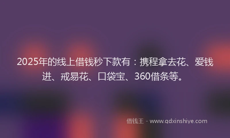 2025年的线上借钱秒下款有：携程拿去花、爱钱进、戒易花、口袋宝、360借条等。