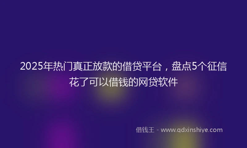 2025年热门真正放款的借贷平台，盘点5个征信花了可以借钱的网贷软件