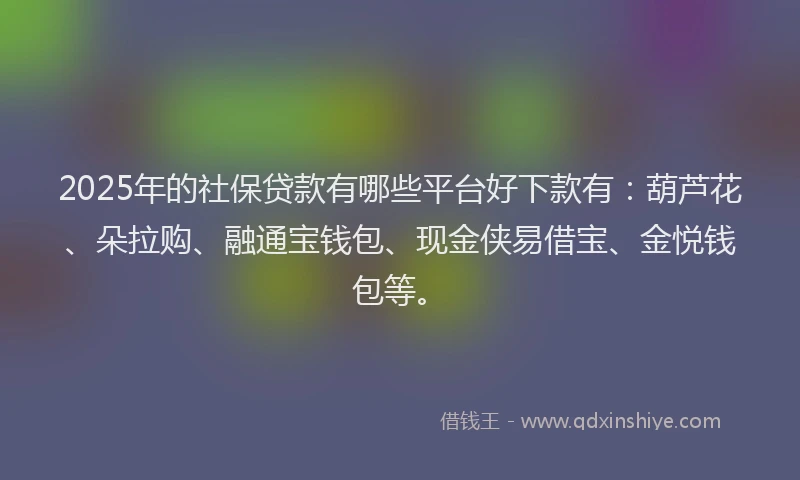 2025年的社保贷款有哪些平台好下款有：葫芦花、朵拉购、融通宝钱包、现金侠易借宝、金悦钱包等。