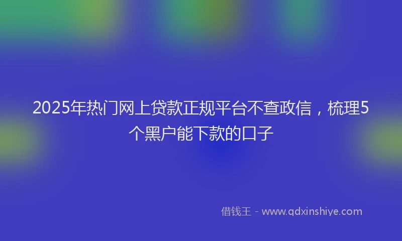 2025年热门网上贷款正规平台不查政信，梳理5个黑户能下款的口子