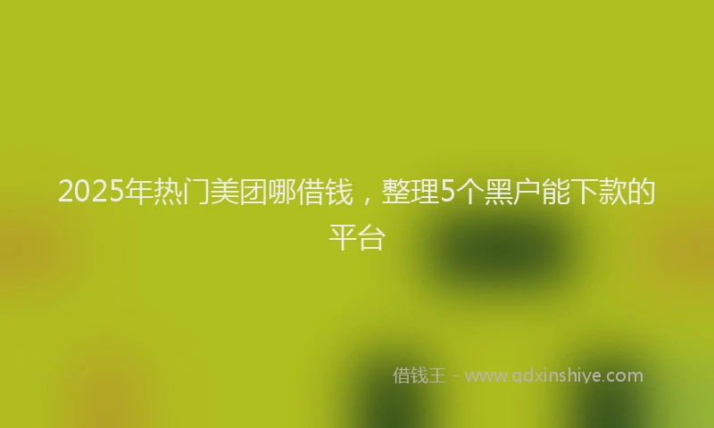 2025年热门美团哪借钱，整理5个黑户能下款的平台