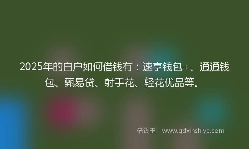 2025年的白户如何借钱有：速享钱包+、通通钱包、甄易贷、射手花、轻花优品等。