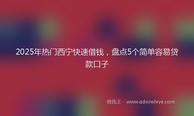 2025年热门西宁快速借钱，盘点5个简单容易贷款口子