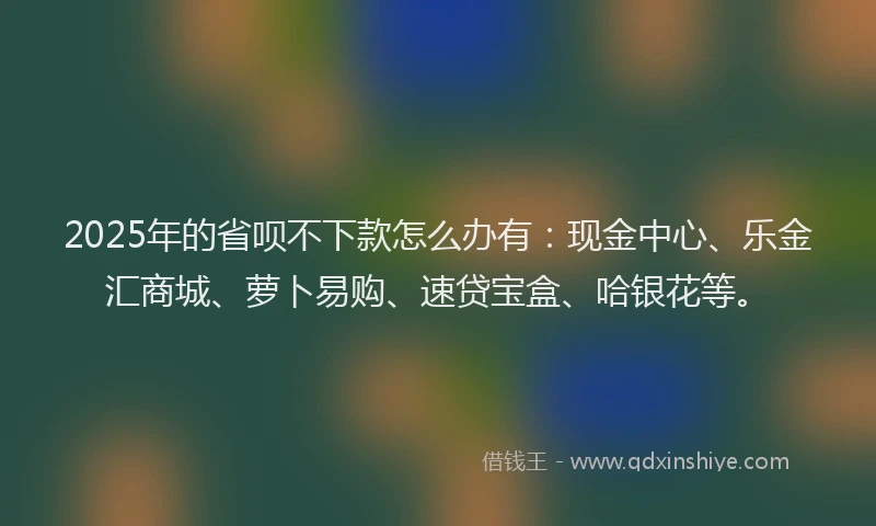 2025年的省呗不下款怎么办有：现金中心、乐金汇商城、萝卜易购、速贷宝盒、哈银花等。