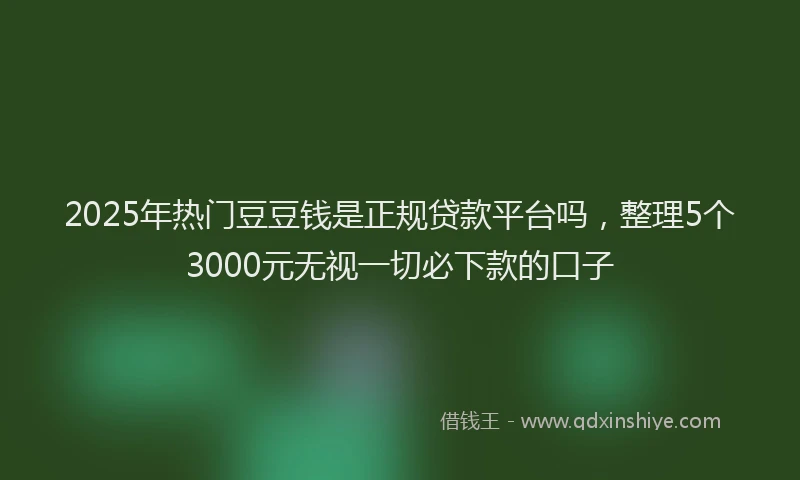2025年热门豆豆钱是正规贷款平台吗，整理5个3000元无视一切必下款的口子