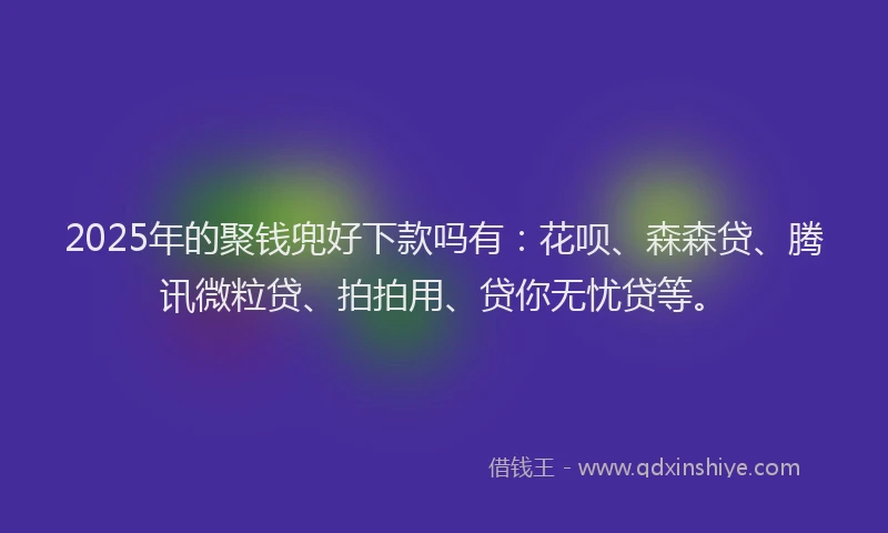 2025年的聚钱兜好下款吗有：花呗、森森贷、腾讯微粒贷、拍拍用、贷你无忧贷等。