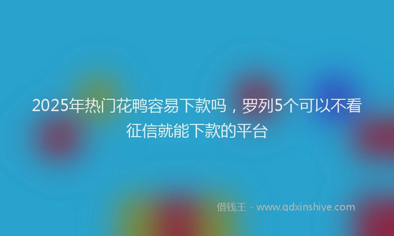 2025年热门花鸭容易下款吗，罗列5个可以不看征信就能下款的平台