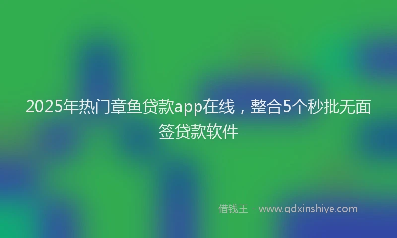 2025年热门章鱼贷款app在线，整合5个秒批无面签贷款软件