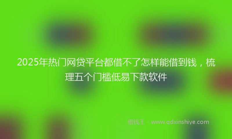 2025年热门网贷平台都借不了怎样能借到钱，梳理五个门槛低易下款软件