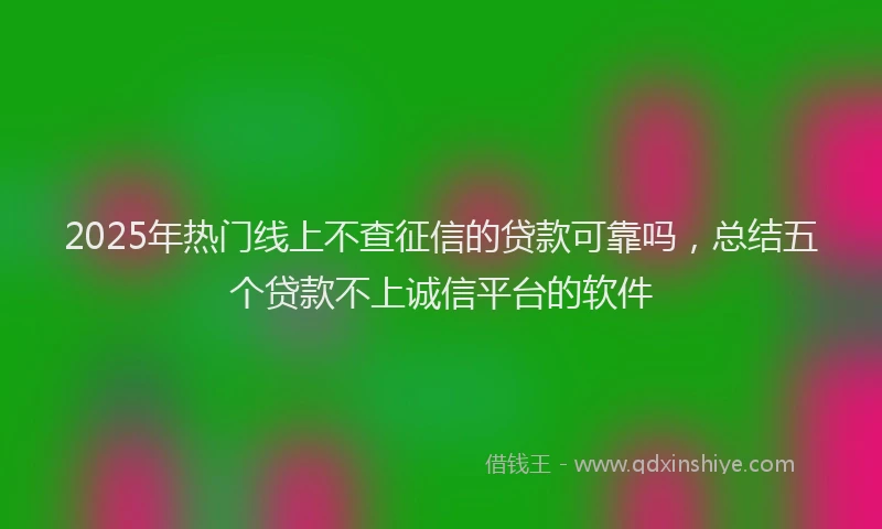 2025年热门线上不查征信的贷款可靠吗，总结五个贷款不上诚信平台的软件