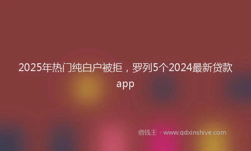 2025年热门纯白户被拒，罗列5个2024最新贷款app
