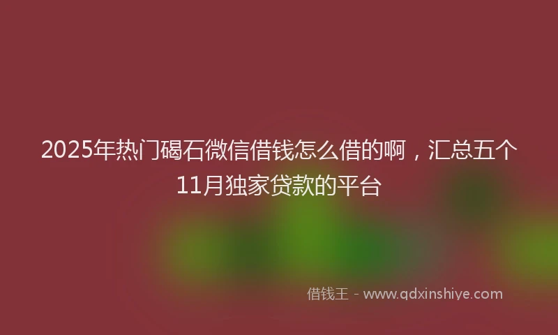 2025年热门碣石微信借钱怎么借的啊，汇总五个11月独家贷款的平台