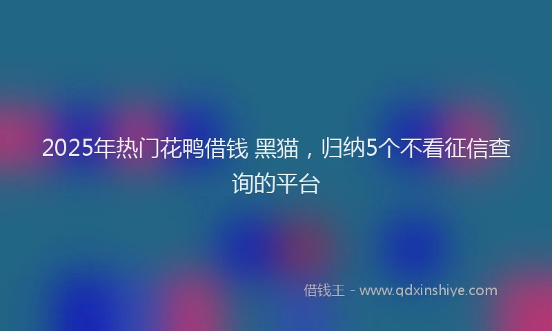 2025年热门花鸭借钱 黑猫，归纳5个不看征信查询的平台