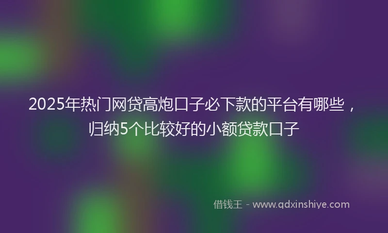 2025年热门网贷高炮口子必下款的平台有哪些，归纳5个比较好的小额贷款口子
