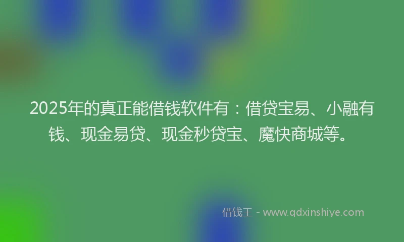 2025年的真正能借钱软件有：借贷宝易、小融有钱、现金易贷、现金秒贷宝、魔快商城等。