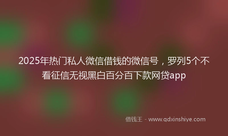 2025年热门私人微信借钱的微信号，罗列5个不看征信无视黑白百分百下款网贷app