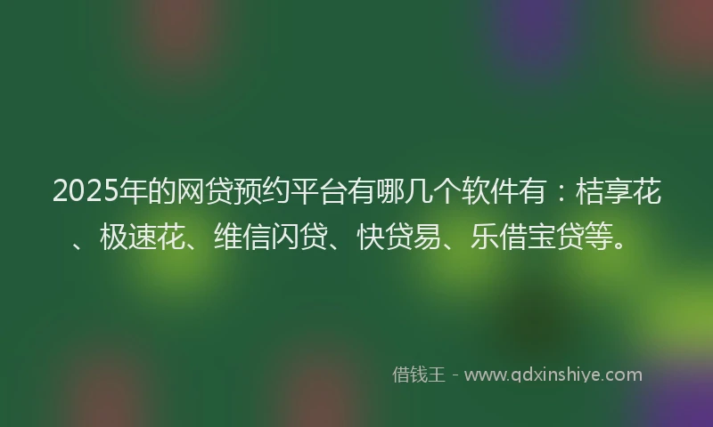 2025年的网贷预约平台有哪几个软件有：桔享花、极速花、维信闪贷、快贷易、乐借宝贷等。