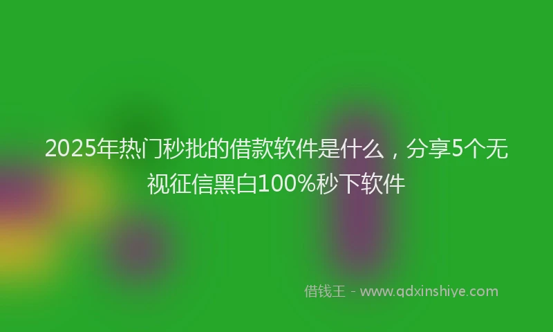 2025年热门秒批的借款软件是什么，分享5个无视征信黑白100%秒下软件