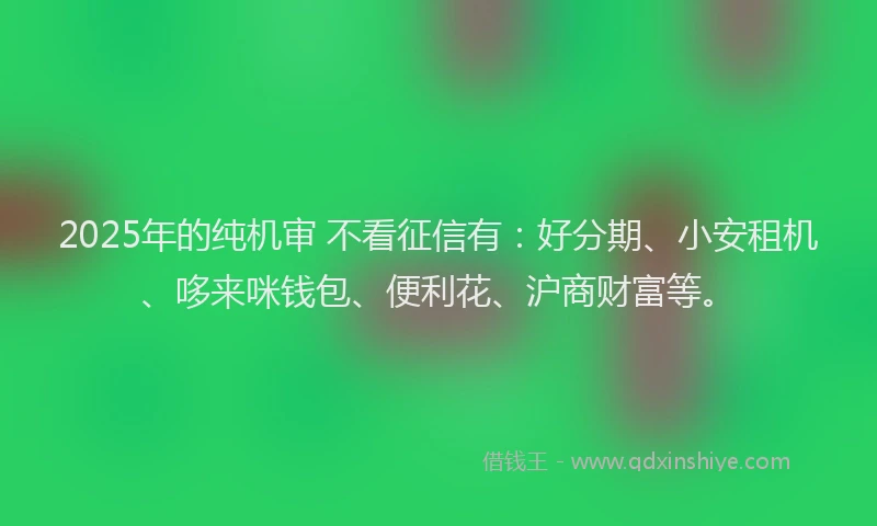 2025年的纯机审 不看征信有：好分期、小安租机、哆来咪钱包、便利花、沪商财富等。